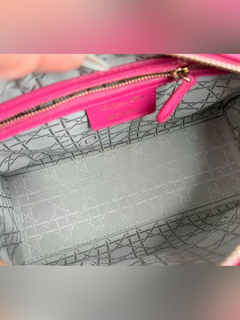 Dior Fuchsia Lady Dior Quilted Top-Handle Satchel - Picture 11 of 11